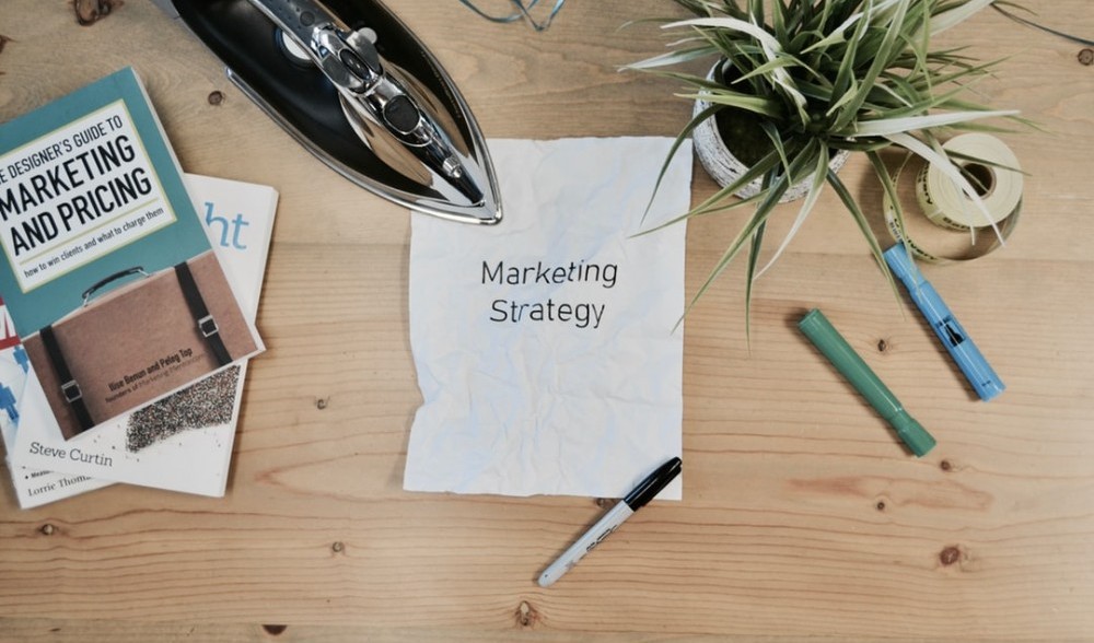 Marketing Strategy concept on worktable